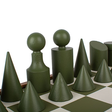 Chess, Bauhaus Style Set Green &amp; White
