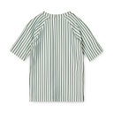 Noah Shortsleeve Swim Tee: Stripe Garden Green/Creme de la Creme