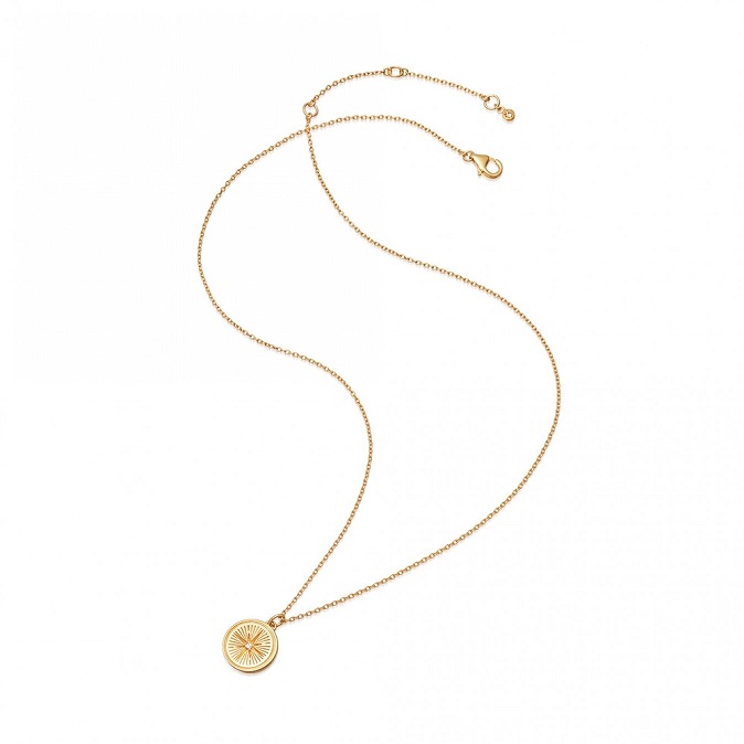 Celestial Compass Pendant Necklace, Yellow Gold