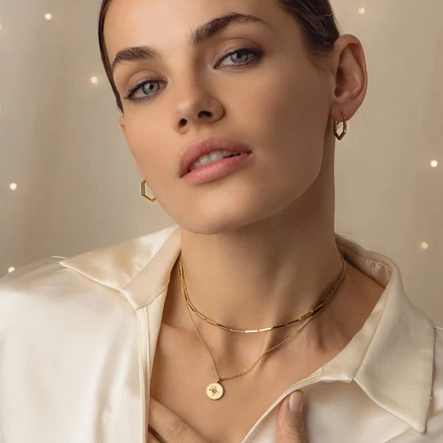 Celestial Compass Pendant Necklace, Yellow Gold