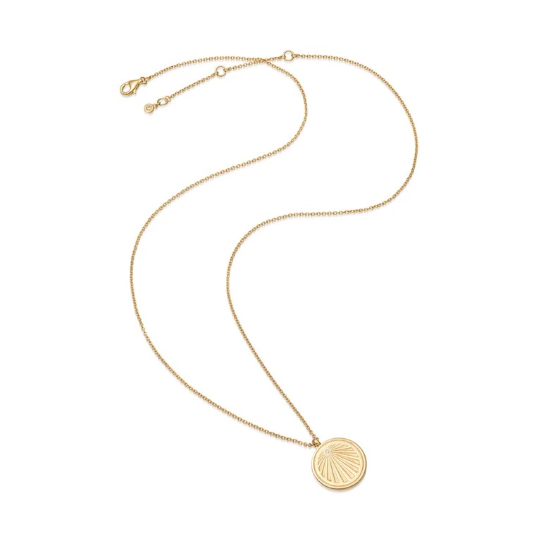 Celestial Sunrise Locket Necklace, Yellow Gold