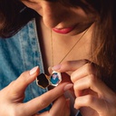 Deco Moonstone Slice Locket, Yellow Gold