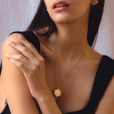 Deco Moonstone Slice Locket, Yellow Gold