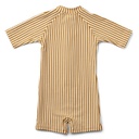Max Seersucker Swim Jumpsuit:  Stripe: Golden caramel/White