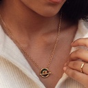 Gold Fuse Malachite &amp; Tigers Eye T-Bar Necklace