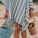 Roomie Poncho, stripe: Sea blue/sandy