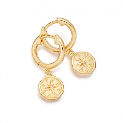 Celestial Dial Drop Hoop Earrings