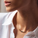 Deco Black Spinel Detail Necklace, Gold