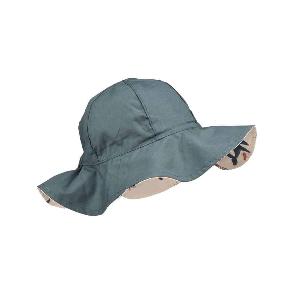 Gorm sun hat Stripe: Blue wave/creme de la creme