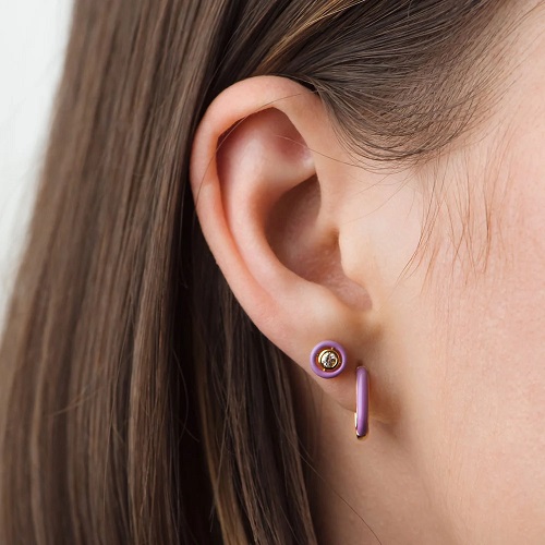 Cirque Hoop Earrings Purple Enamel