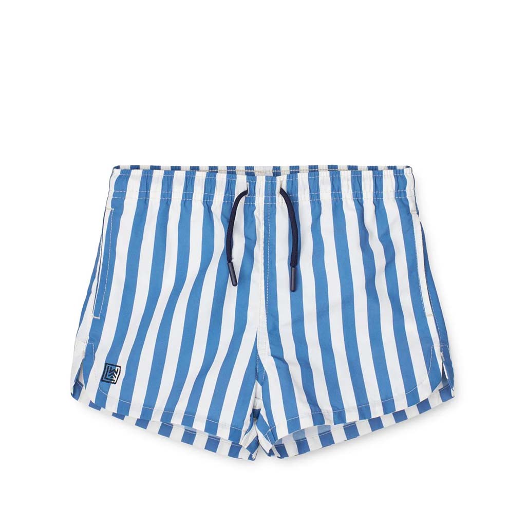 Aiden Swim Shorts: Stripe Riverside/ Creme de la Creme