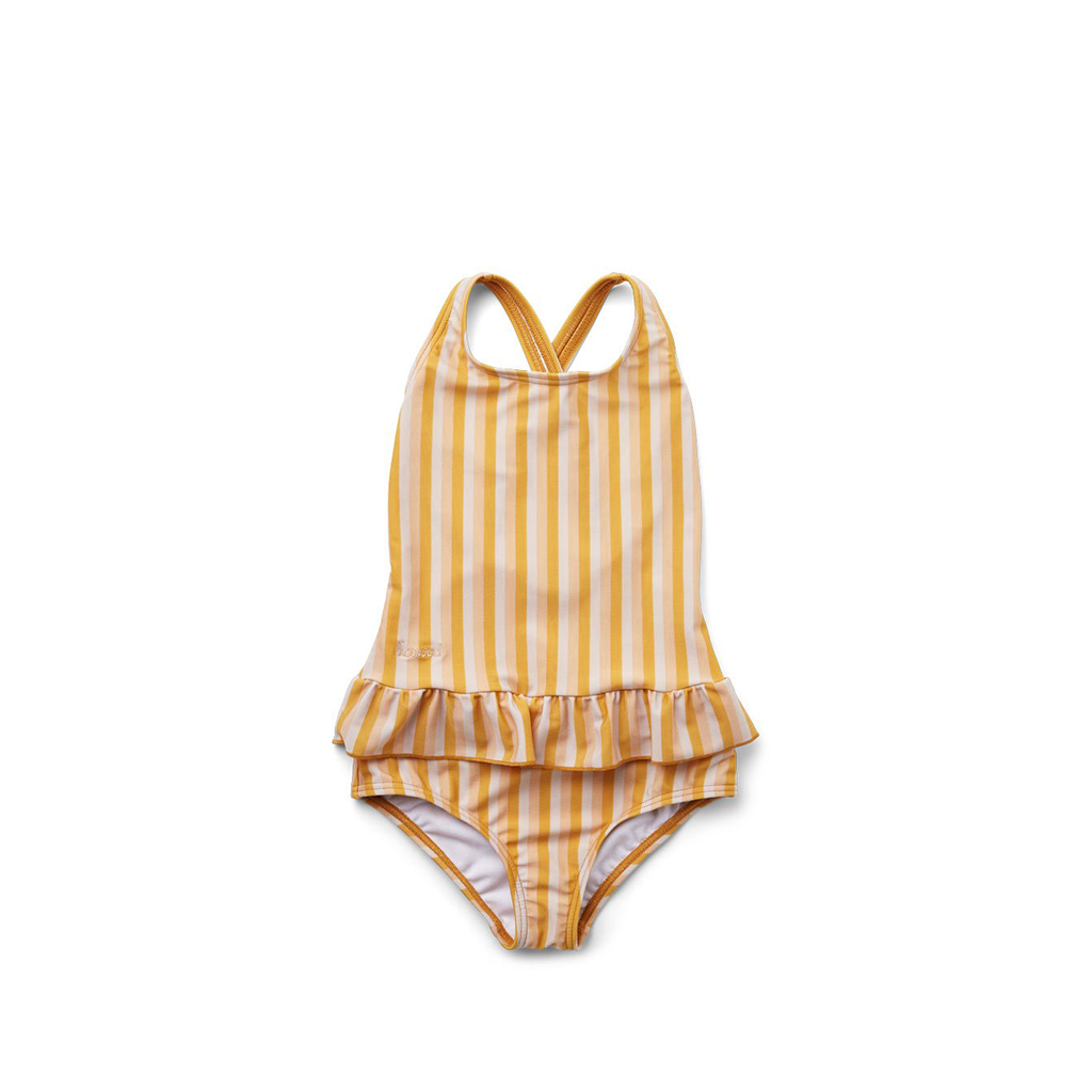 Amara swimsuit, Stripe: Peach/sandy/yellow mellow