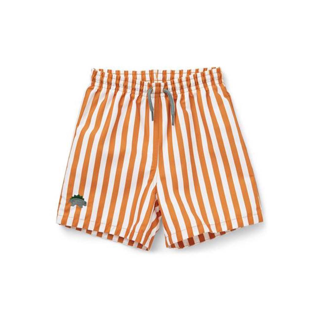 Duke Board Shorts: Stripe: Mustard/White
