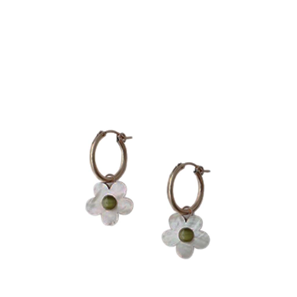 Mini Bloom Hoops in White Pearl