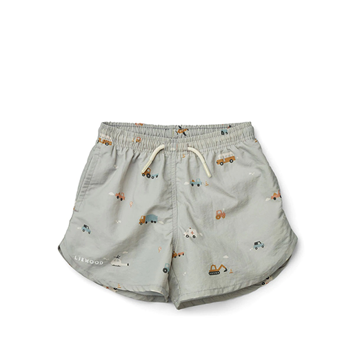 Aiden Swim Shorts: Vehicles/Dove Blue Mix