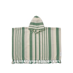 [KDLW10200] Roomie Poncho, stripe: Garden green/sandy/dove blue