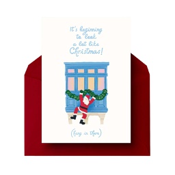 [STPS09500] Balcony Santa, Greeting Card