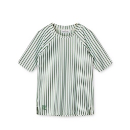 [KDLW36800] Noah Shortsleeve Swim Tee: Stripe Garden Green/Creme de la Creme