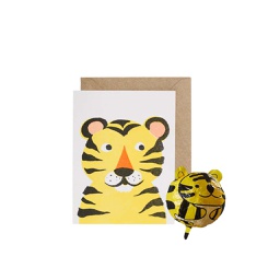 [STPB04400] Paper Balloon Card - Tiger, Open Greeting Card