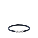 Nexus Braided Leather Bracelet, Sterling Silver, Navy